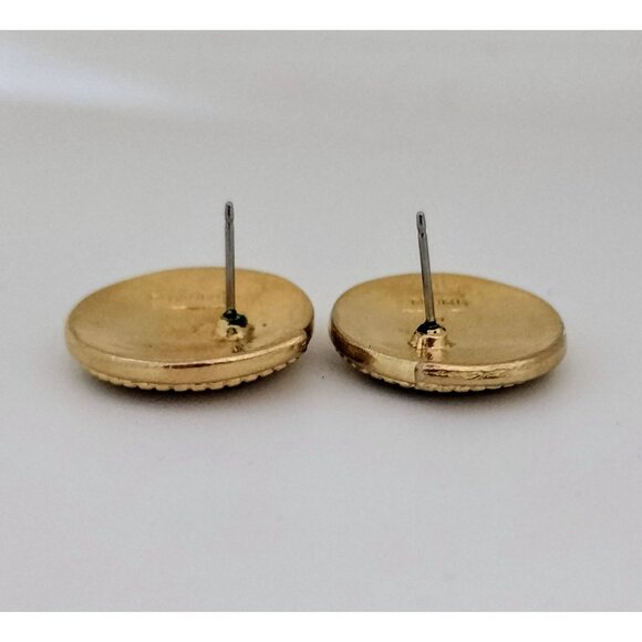 Vintage Trifari Gold Tone Lucite Blue Iridescent Earring Retro Statement Jewelry - Picture 6 of 16